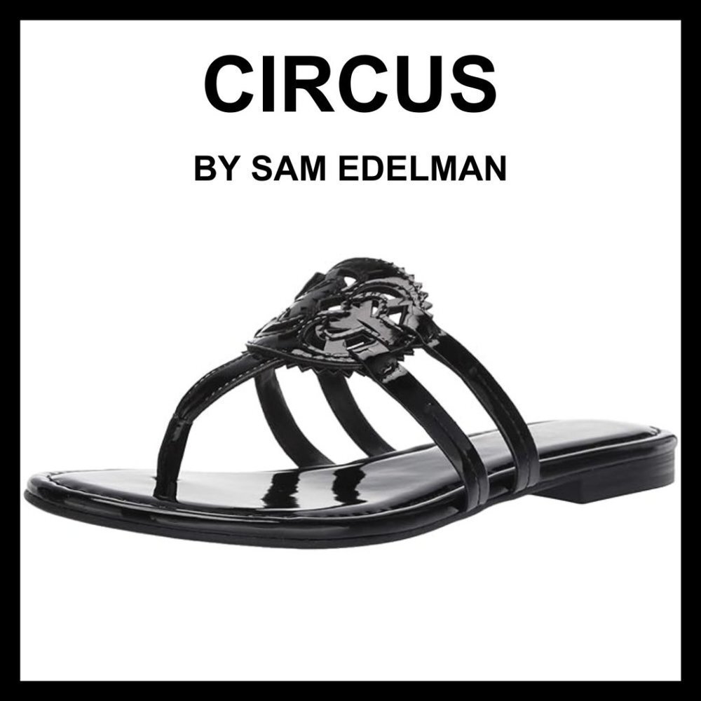 CIRCUS BY SAM EDELMAN Canyon black patent leather flat sandals